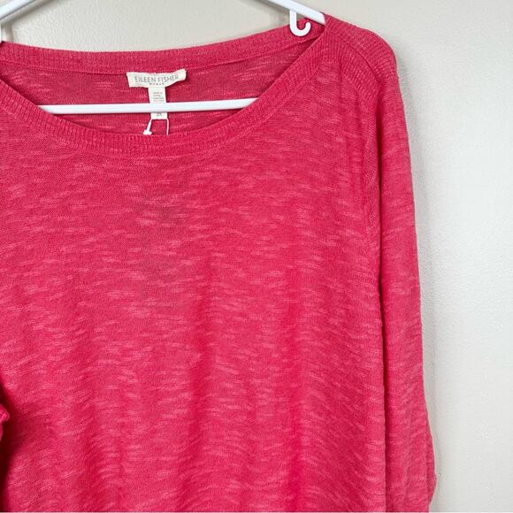 NEW Eileen Fisher Woman Bateau Neck Top Pink Grapefruit Organic Linen Cotton 2X - Picture 8 of 9